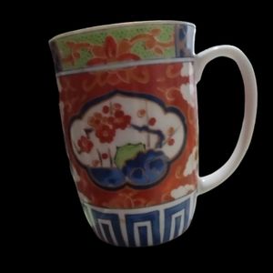 Vintage Imari Mug Takahashi, Deep Red & Blue, Gold Trim